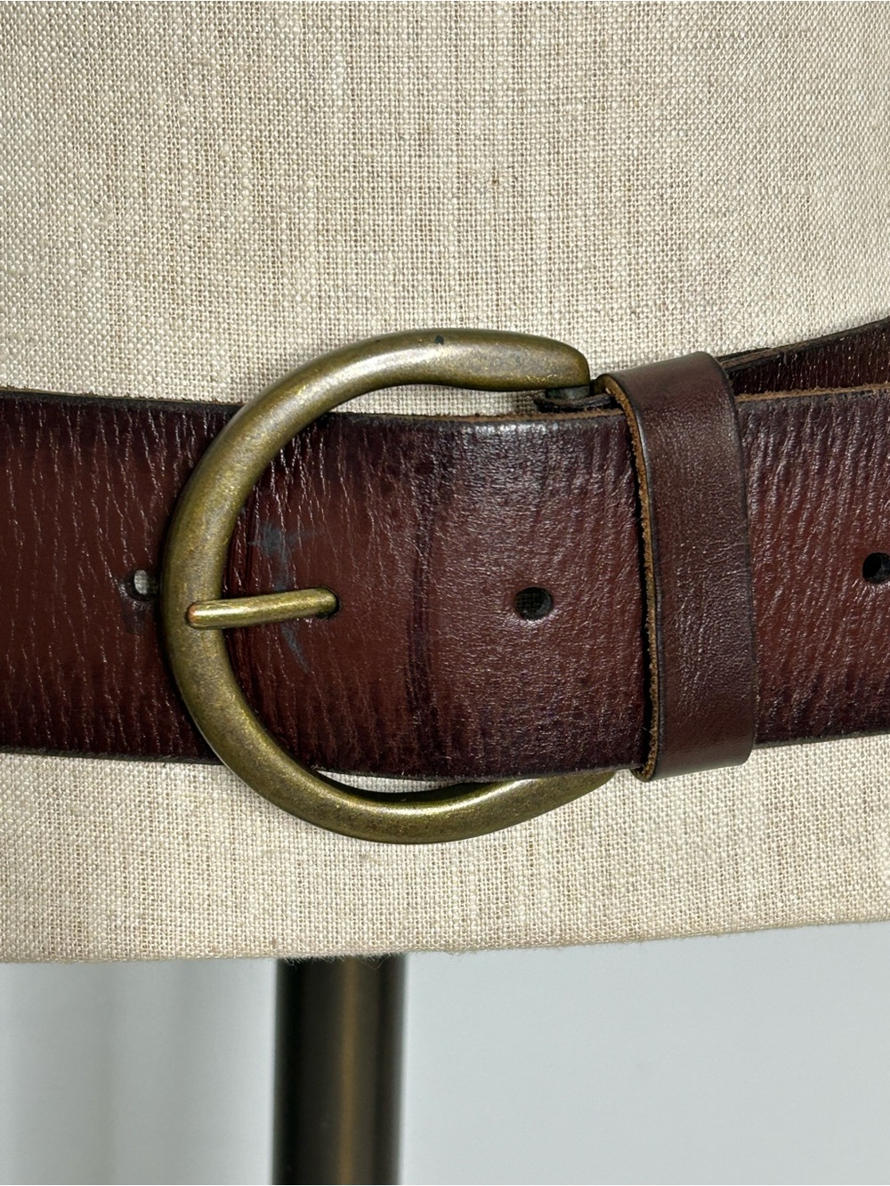 American Eagle Brown Leather Boho Woven Belt Brass Buckle ~40” Long - Picture 4 of 13